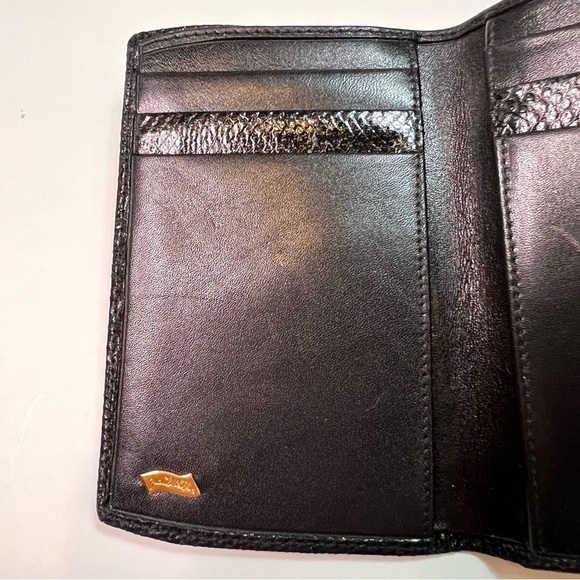 Vintage Judith Leiber Tri-fold Black Leather Wallet Credit Card Holder - Picture 5 of 14
